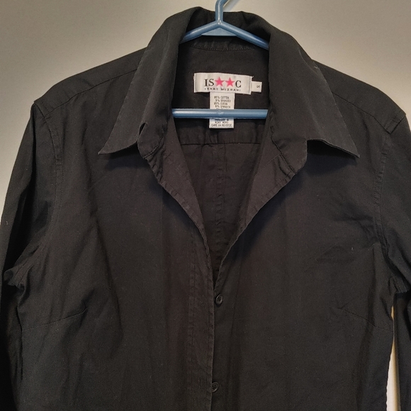 Isaac Mizrahi Black Button Down Stretchy Cotton Shirt (Size S) - Picture 3 of 5